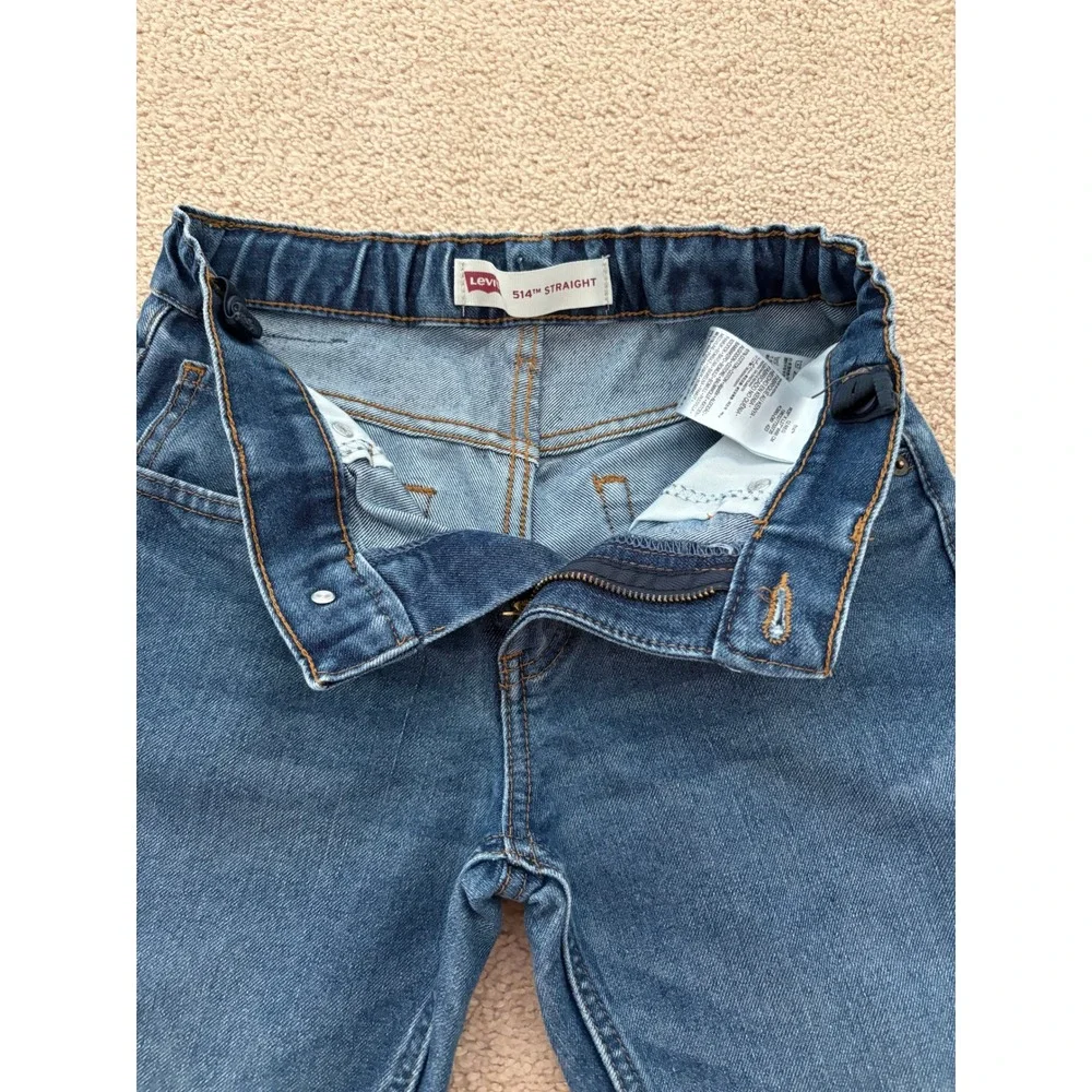 Levis Kids 514 Straight Leg Jeans Size 12 Medium Wash Blue Adjustable Waist